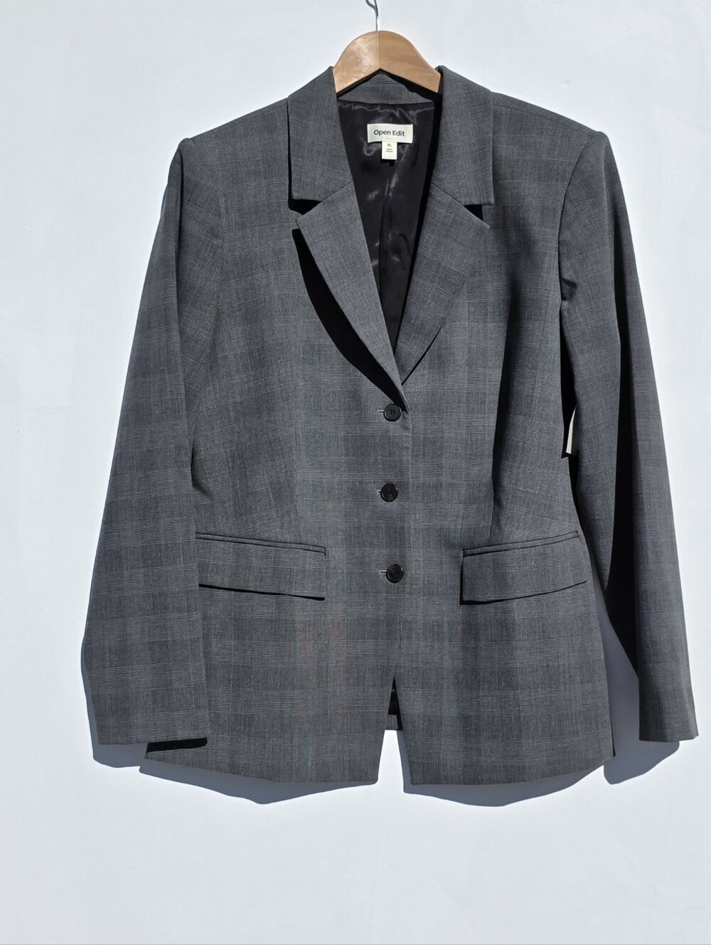 Open Edit Size XL Gray Plaid Women's Blazer NWT!